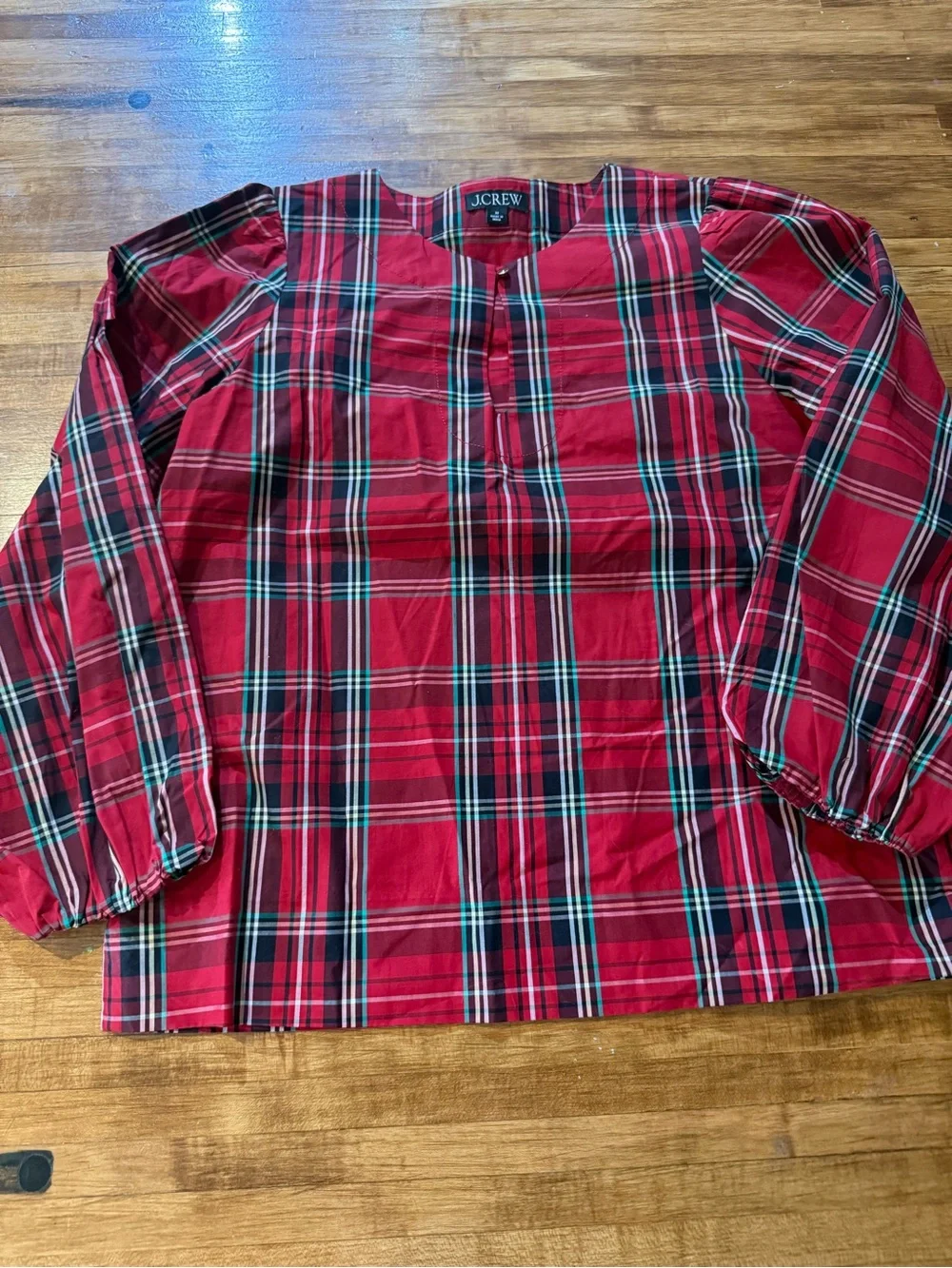 j crew christmas plaid Blouse Shirt sz Med (g15)